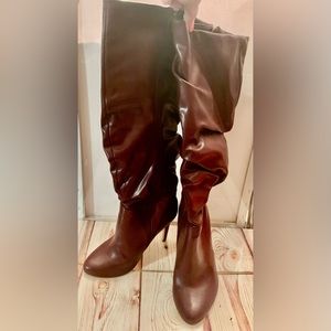 Deep Wine over the knee heeled boots